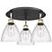 Bristol Glass 19.25"W 3 Light Black Brass Flush Mount w/ Seedy Shade