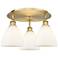 Bristol Glass 19.25"W 3 Light Brushed Brass Flush Mount w/ White Shade