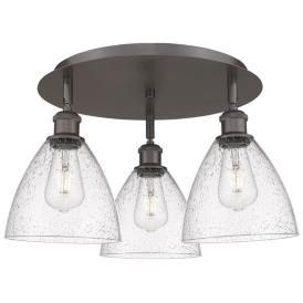 Bristol Glass 19.25"W 3 Light Oil Rubbed Bronze Flush Mount w/ Seedy S Bristol Glass 19.25"W 3 Light Oil Rubbed Bronze Flush Mount w/ Seedy S