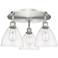 Bristol Glass 19.25"W 3 Light Satin Nickel Flush Mount w/ Clear Glass