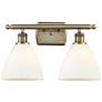 Bristol Glass 2 Light 18" Bath Light - Antique Brass - Matte White Sha
