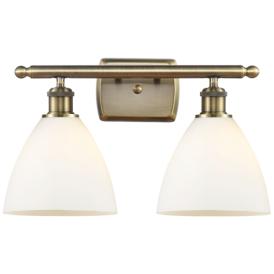 Bristol Glass 2 Light 18" Bath Light - Antique Brass - Matte White Sha Bristol Glass 2 Light 18" Bath Light - Antique Brass - Matte White Sha