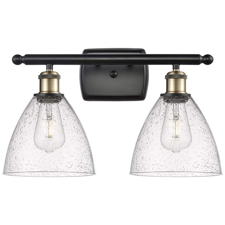 Image 1 Bristol Glass 2 Light 18" Bath Light - Black Antique Brass - Seedy Sha