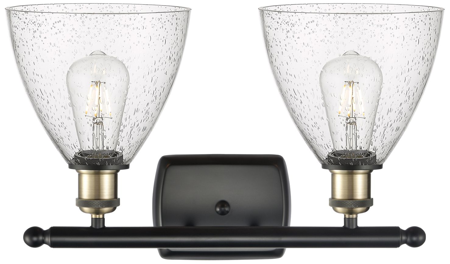Image 2 Bristol Glass 2 Light 18" Bath Light - Black Antique Brass - Seedy Sha more views