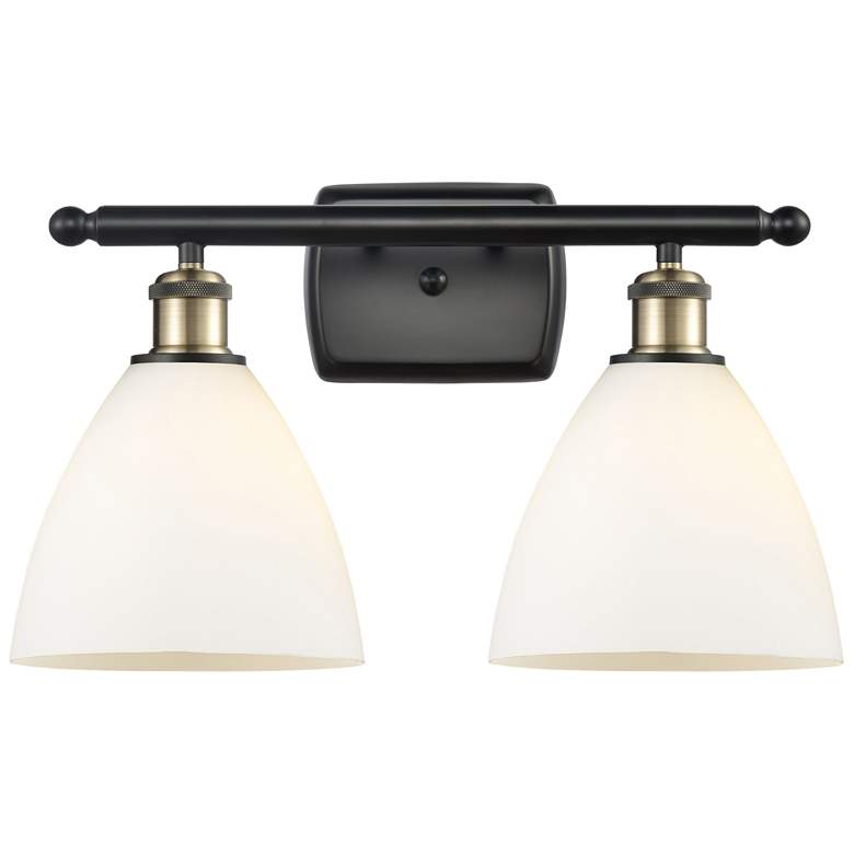 Image 1 Bristol Glass 2 Light 18" Bath Light - Black Brass - White Shade