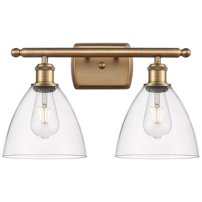 Image 1 Bristol Glass 2 Light 18" Bath Light - Brushed Brass - Clear Shade