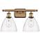 Bristol Glass 2 Light 18" Bath Light - Brushed Brass - Clear Shade