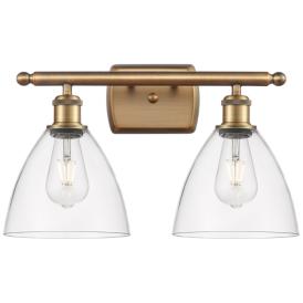 Bristol Glass 2 Light 18" Bath Light - Brushed Brass - Clear Shade Bristol Glass 2 Light 18" Bath Light - Brushed Brass - Clear Shade