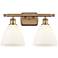 Bristol Glass 2 Light 18" Bath Light - Brushed Brass - Matte White Sha