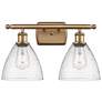 Bristol Glass 2 Light 18" Bath Light - Brushed Brass - Seedy Shade