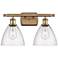 Bristol Glass 2 Light 18" Bath Light - Brushed Brass - Seedy Shade