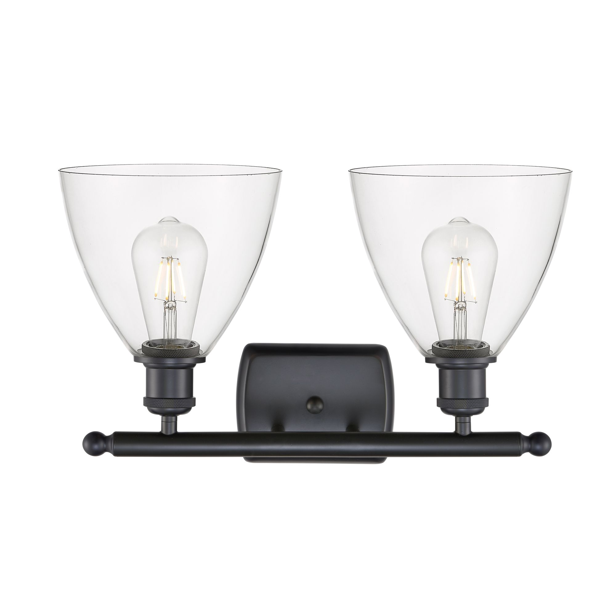 Image 2 Bristol Glass 2 Light 18" Bath Light - Matte Black - Clear Shade more views
