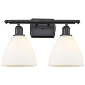 Bristol Glass 2 Light 18" Bath Light - Matte Black - Matte White Shade Bristol Glass 2 Light 18" Bath Light - Matte Black - Matte White Shade