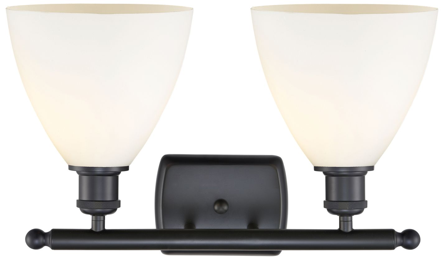 Image 2 Bristol Glass 2 Light 18" Bath Light - Matte Black - Matte White Shade more views