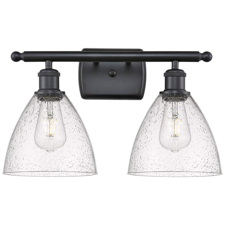 Image 1 Bristol Glass 2 Light 18" Bath Light - Matte Black - Seedy Shade