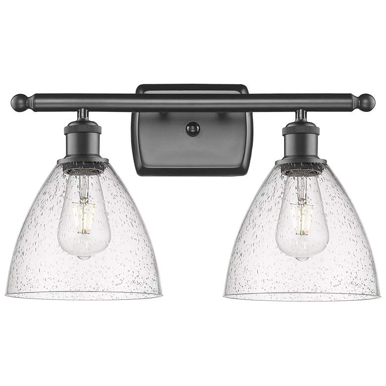 Image 1 Bristol Glass 2 Light 18" Bath Light - Oil Rubbed Bronze - Seedy Shade
