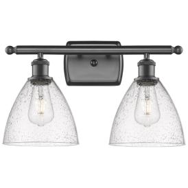 Bristol Glass 2 Light 18" Bath Light - Oil Rubbed Bronze - Seedy Shade Bristol Glass 2 Light 18" Bath Light - Oil Rubbed Bronze - Seedy Shade