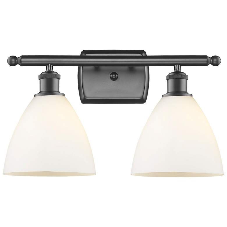 Image 1 Bristol Glass 2 Light 18" Bath Light - Oil Rubbed Bronze - White Shade