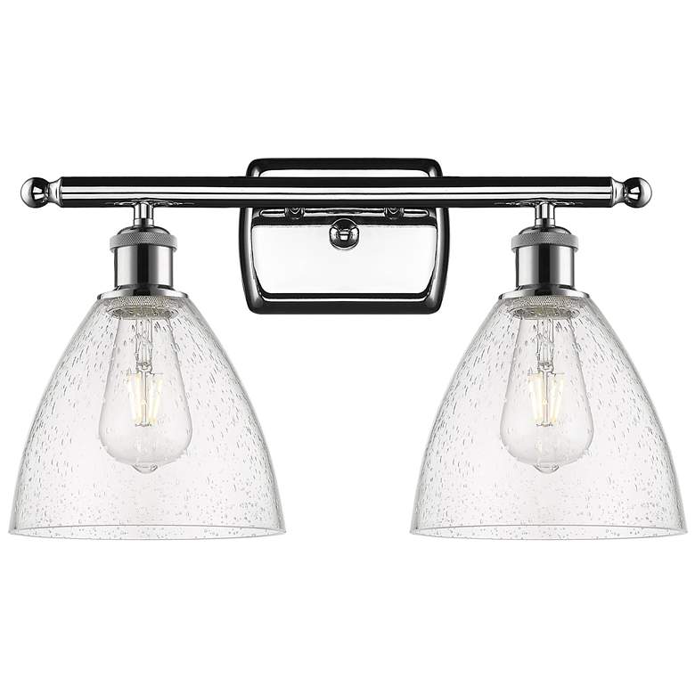 Image 1 Bristol Glass 2 Light 18" Bath Light - Polished Chrome - Seedy Shade