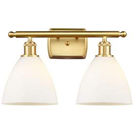 Image1 of Bristol Glass 2 Light 18" Bath Light - Satin Gold - Matte White Shade