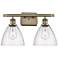 Bristol Glass 2 Light 18" LED Bath Light - Antique Brass - Seedy Shade