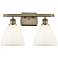 Bristol Glass 2 Light 18" LED Bath Light - Antique Brass - White Shade