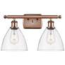 Bristol Glass 2 Light 18" LED Bath Light - Antique Copper - Clear Shad