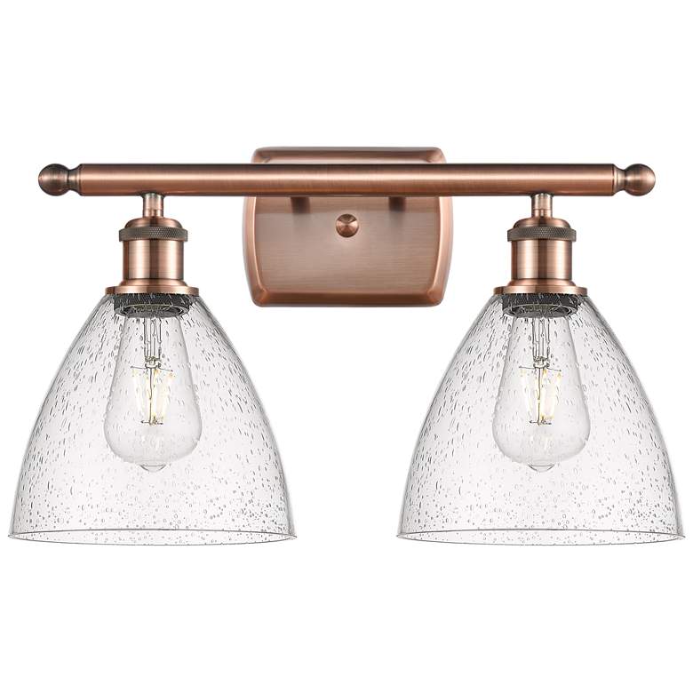 Image 1 Bristol Glass 2 Light 18" LED Bath Light - Antique Copper - Seedy Shad