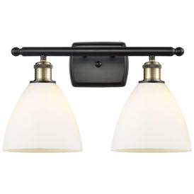Bristol Glass 2 Light 18" LED Bath Light - Black Brass - White Shade Bristol Glass 2 Light 18" LED Bath Light - Black Brass - White Shade