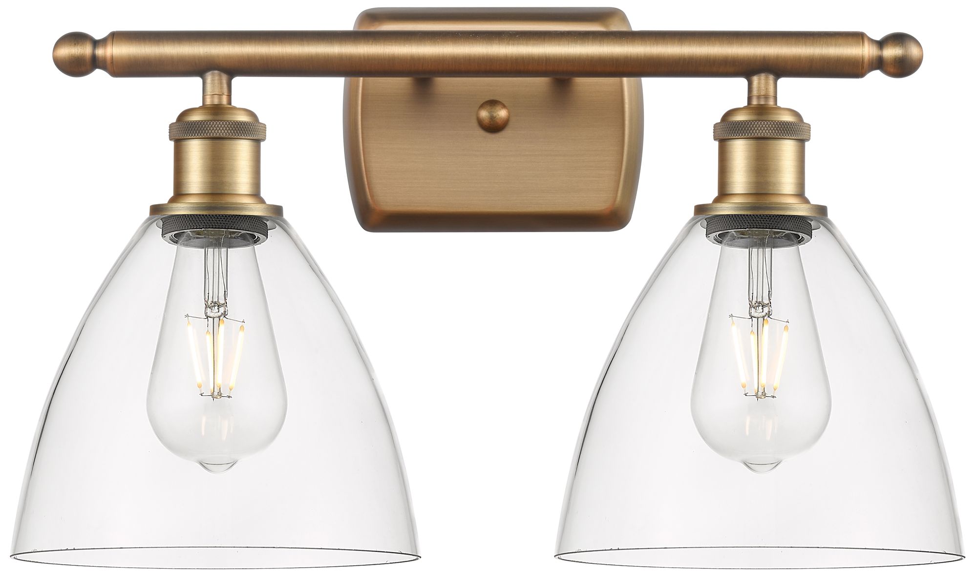 Bristol Glass 2 Light 18" LED Bath Light - Brushed Brass - Clear Shade