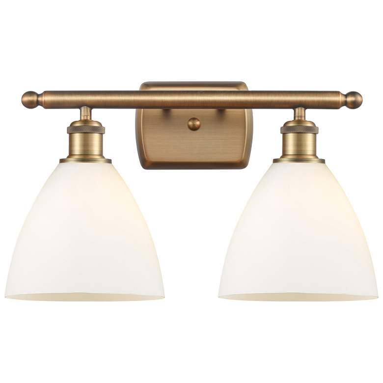 Image 1 Bristol Glass 2 Light 18" LED Bath Light - Brushed Brass - White Shade