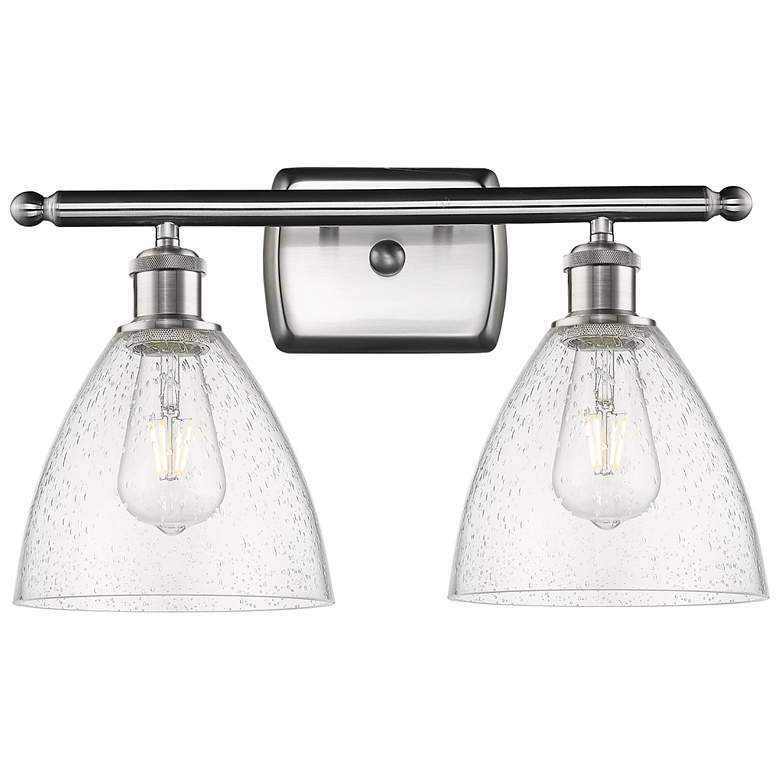 Image 1 Bristol Glass 2 Light 18" LED Bath Light - Brushed Satin Nickel - Seed