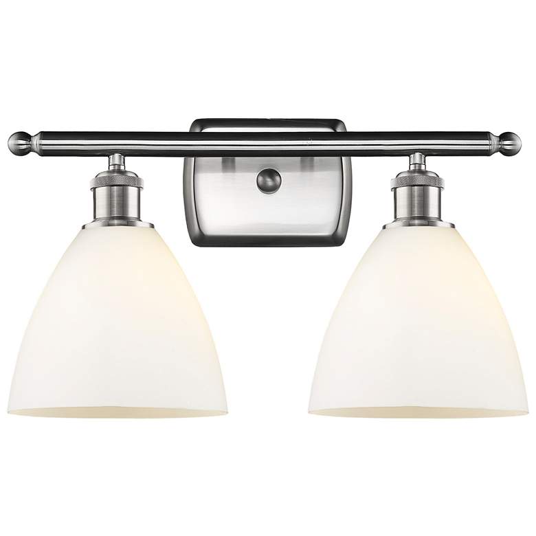 Image 1 Bristol Glass 2 Light 18" LED Bath Light - Brushed Satin Nickel - Whit