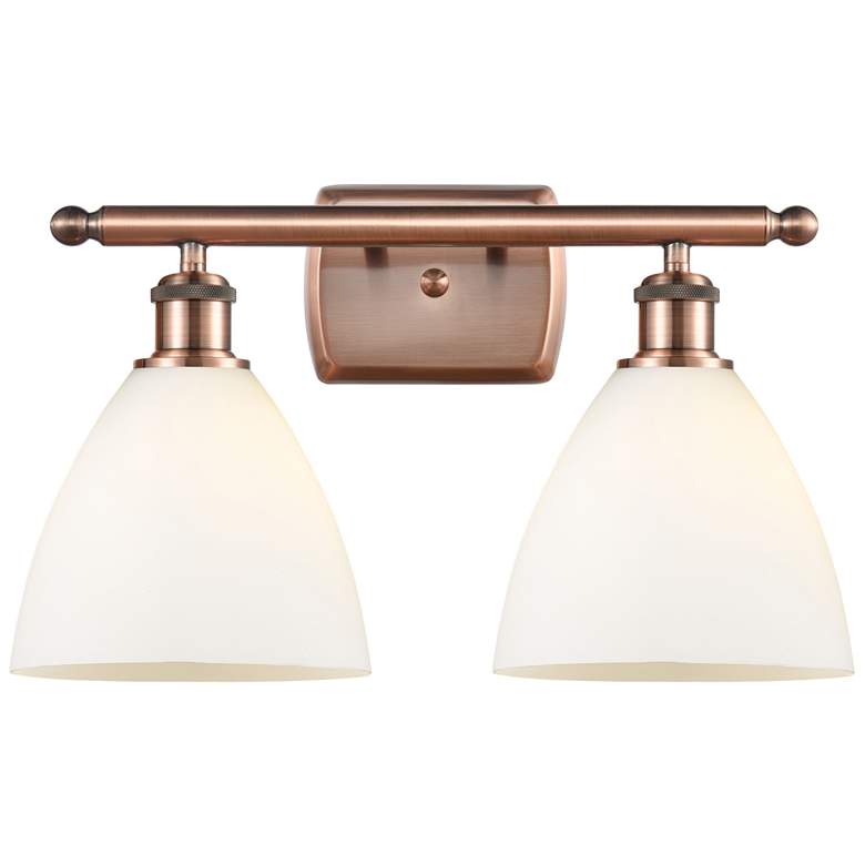 Image 1 Bristol Glass 2 Light 18" LED Bath Light - Copper - White Shade