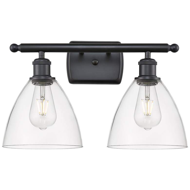 Image 1 Bristol Glass 2 Light 18" LED Bath Light - Matte Black - Clear Shade