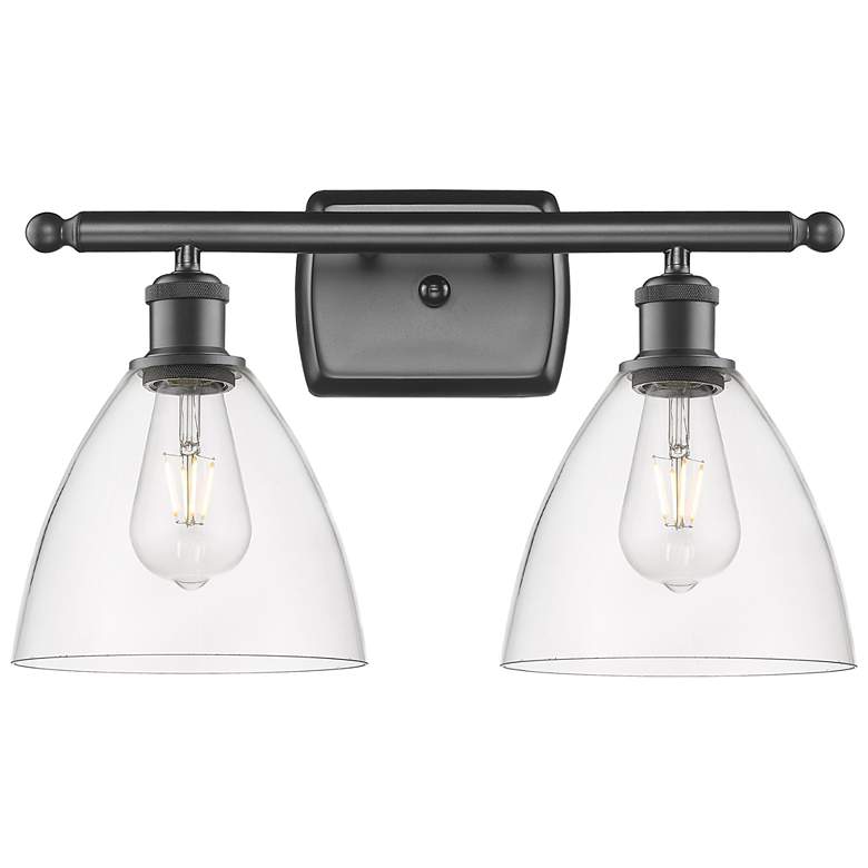Image 1 Bristol Glass 2 Light 18" LED Bath Light - Oil Rubbed Bronze - Clear S