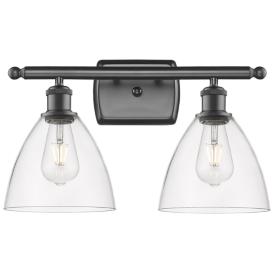Bristol Glass 2 Light 18" LED Bath Light - Oil Rubbed Bronze - Clear S Bristol Glass 2 Light 18" LED Bath Light - Oil Rubbed Bronze - Clear S