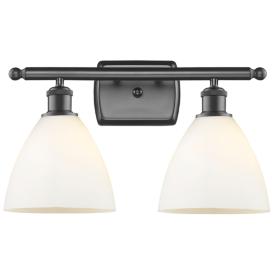 Bristol Glass 2 Light 18" LED Bath Light - Oil Rubbed Bronze - White S Bristol Glass 2 Light 18" LED Bath Light - Oil Rubbed Bronze - White S