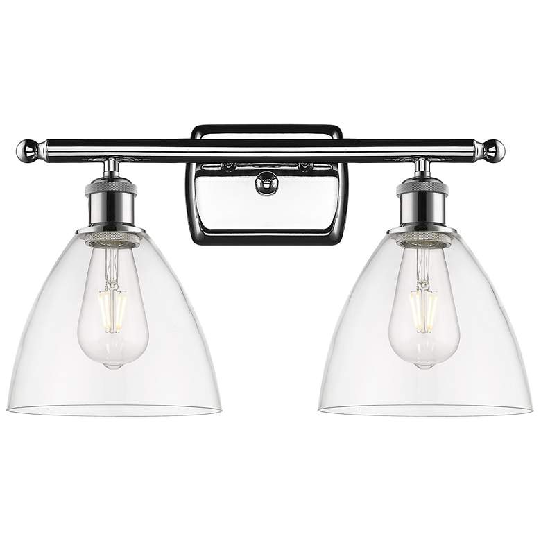 Image 1 Bristol Glass 2 Light 18" LED Bath Light - Polished Chrome - Clear Sha