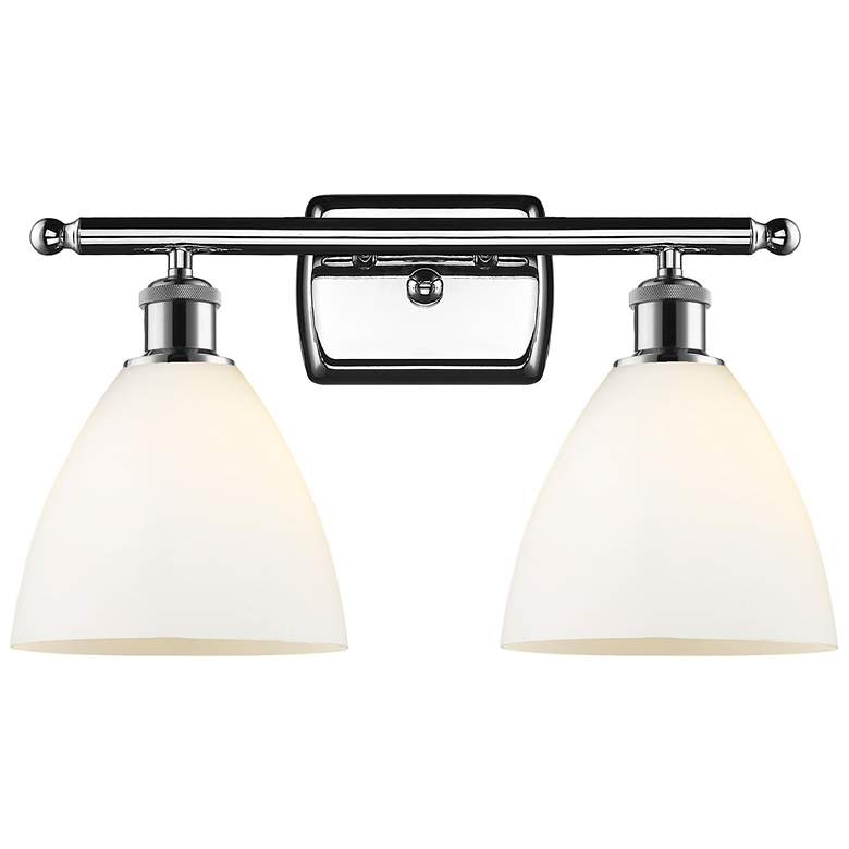 Image 1 Bristol Glass 2 Light 18" LED Bath Light - Polished Chrome - White Sha