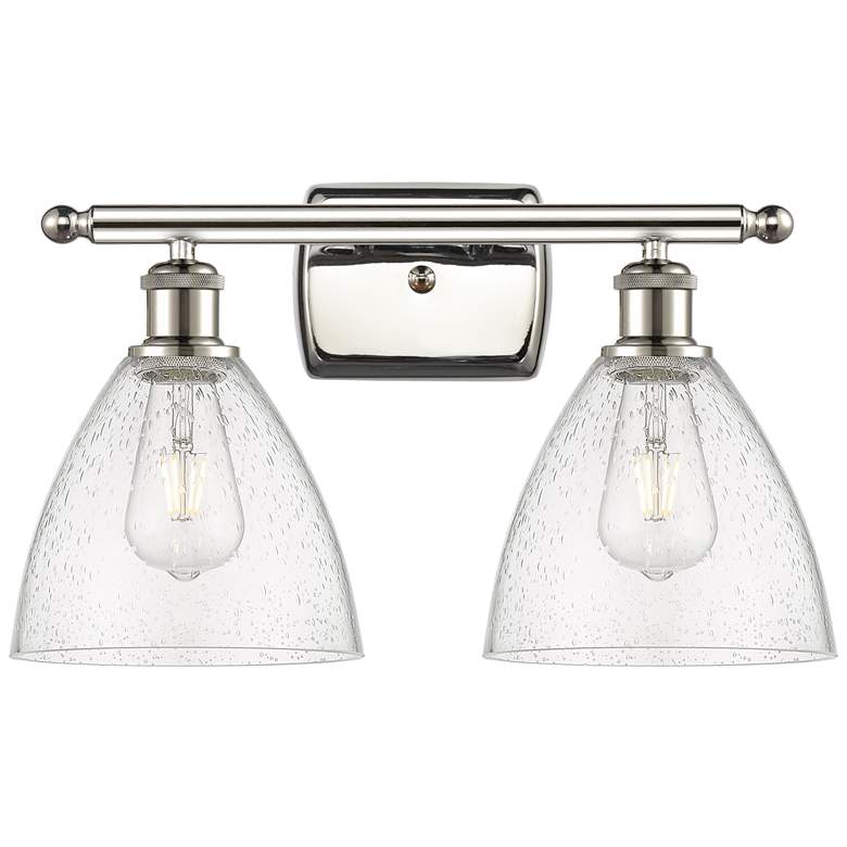 Image 1 Bristol Glass 2 Light 18" LED Bath Light - Polished Nickel - Seedy Sha