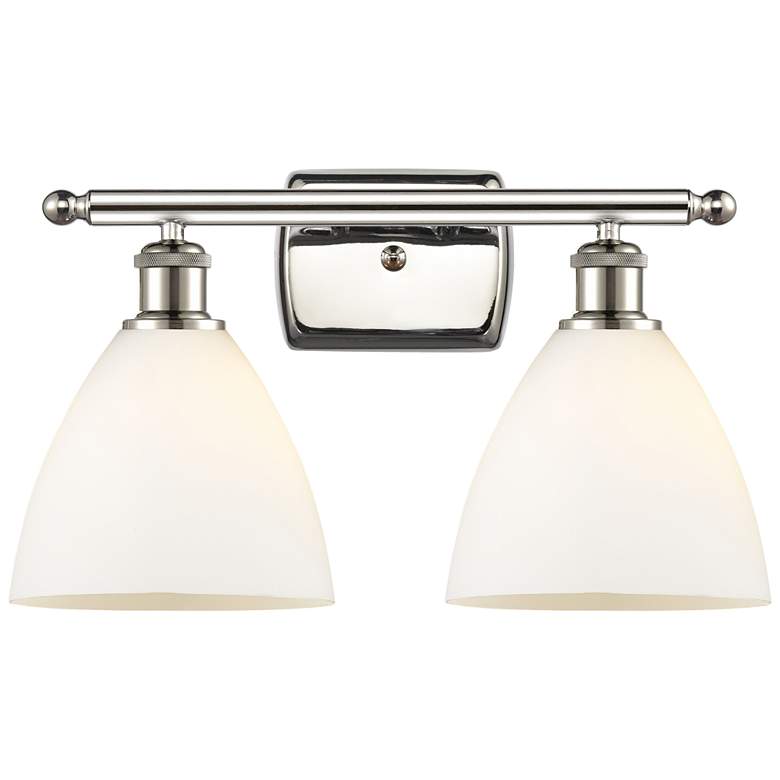 Image 1 Bristol Glass 2 Light 18" LED Bath Light - Polished Nickel - White Sha