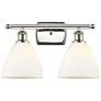 Bristol Glass 2 Light 18" LED Bath Light - Polished Nickel - White Sha