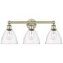 Bristol Glass 25.5"W 3 Light Antique Brass Bath Light With Clear Shade