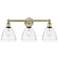 Bristol Glass 25.5"W 3 Light Antique Brass Bath Light With Clear Shade