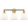Bristol Glass 25.5"W 3 Light Brushed Brass Bath Light With White Shade
