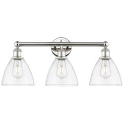 Bristol Glass 25.5&quot;W 3 Light Polished Nickel Bath Light With Clear Sha