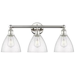 Bristol Glass 25.5&quot;W 3 Light Polished Nickel Bath Light With Seedy Sha