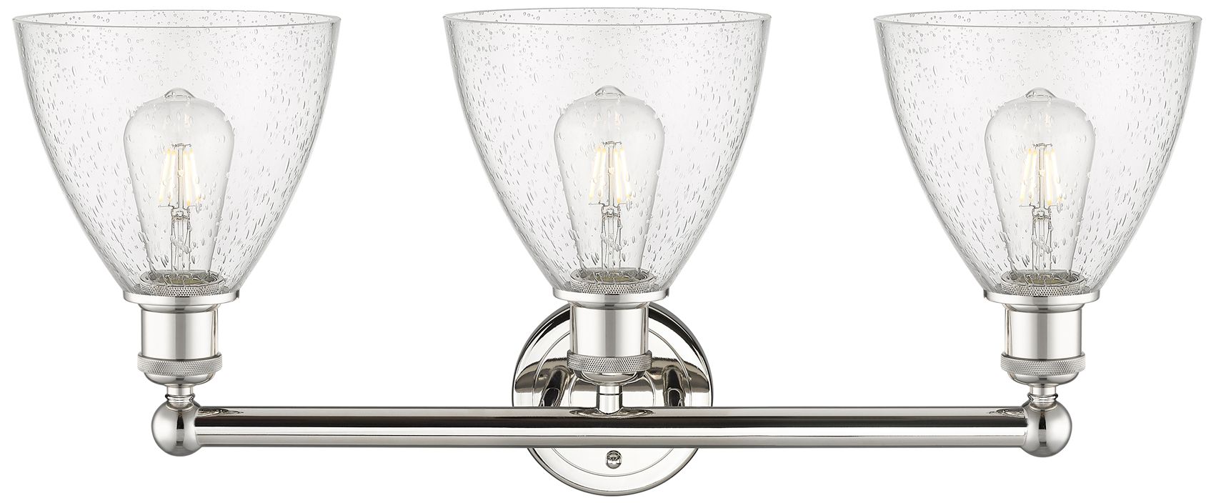 Image 2 Bristol Glass 25.5"W 3 Light Polished Nickel Bath Light With Seedy Sha more views