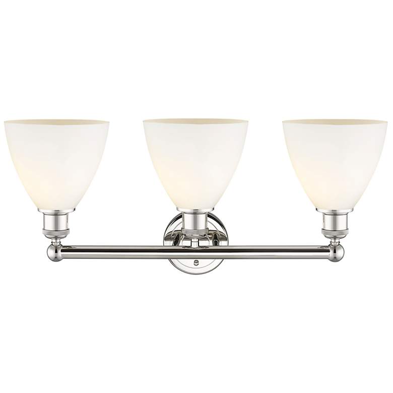 Image 2 Bristol Glass 25.5"W 3 Light Polished Nickel Bath Light With White Sha more views